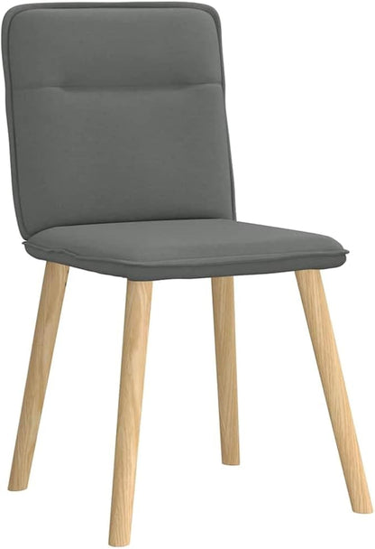 Dining Chair Set of 6 Dark Grey Fabric Upholstered Modern Dining Room Chairs with Rubber Wood Frame for Kitchen and Comedor