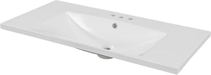 36"x18" Bathroom Vanity Sink Top Only, Center-Located Undermount Countertop, Fit for 4" Centerset Faucet (Not Included), White