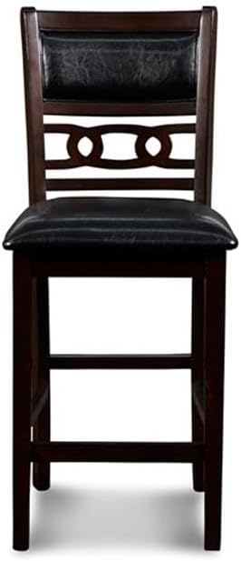 New Classic Furniture Gia Counter Table with Two Chairs and Storage Shelf, 30-Inch, Ebony