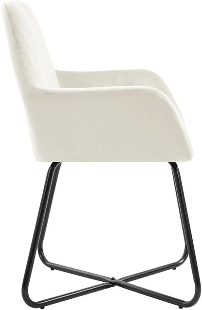 Modern Velvet Dining Chairs Set of 4 Cream Upholstered Seats with Steel Legs for Kitchen Dining Room and Living Room Furniture