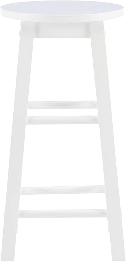 Linon Zeke White 24" Counter Stool with Round Seat