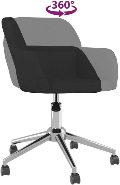 Modern Swivel Dining Chairs 2-Pack Black Fabric Upholstered Accent Chairs with 360-Degree Rotation for Kitchen Living Room Bedroom Vanity