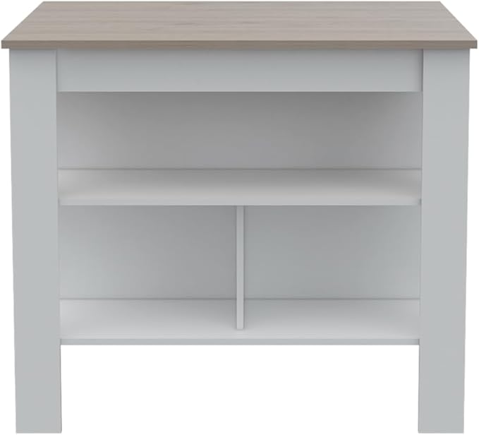 GOWE Roblar 8-Shelf 2-Door 2-Piece Kitchen Set, Kitchen Island and Pantry Cabinet White and Light Gray