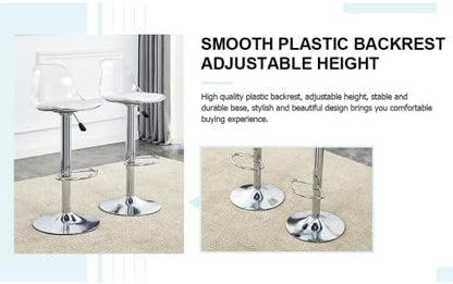 Modern Dining Chairs,Minimalist 360-Degree Swivel Bar Stools with Adjustable Height,Ergonomic Pu Seats & Metal Legs,Set of 2 for Kitchen Island, Home Bar,Restaurant and Front Desk Cashier,White