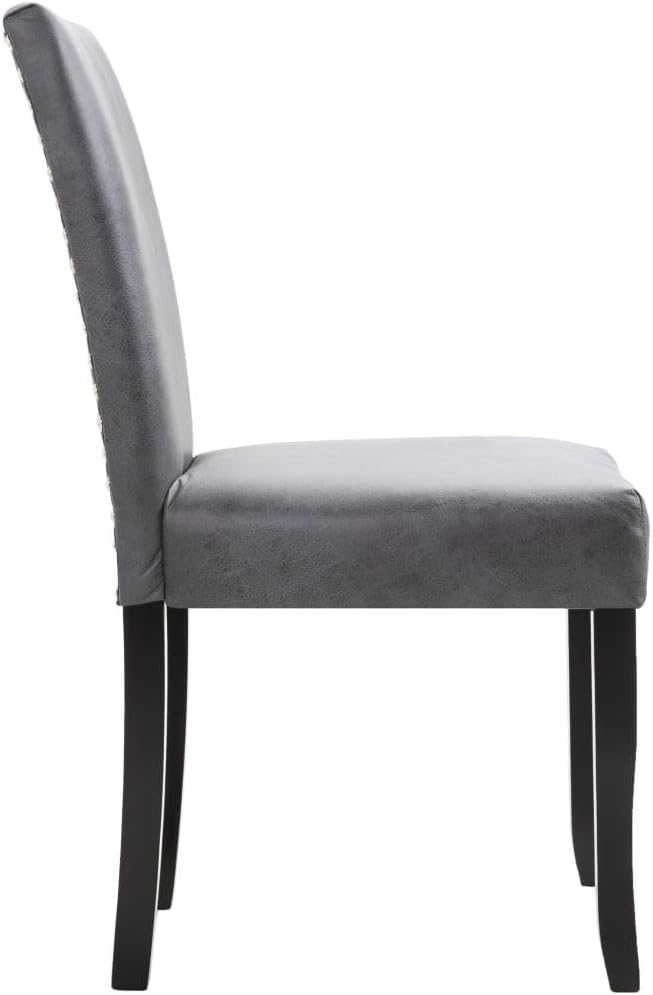 Dining Chairs Set of 2, Gray Faux Suede Leather with Solid Wood Frame, 23.6 x 19.1 x 36.6 in Ergonomic Modern Dining Room Accent Seating for Kitchen Living Room