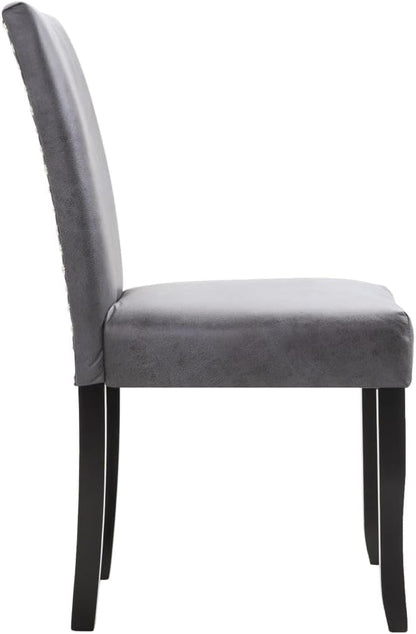 Dining Chairs Set of 2, Gray Faux Suede Leather with Solid Wood Frame, 23.6 x 19.1 x 36.6 in Ergonomic Modern Dining Room Accent Seating for Kitchen Living Room