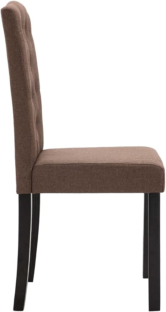 Dining Chair Set of 4 Brown Fabric Rubberwood Frame 8 x 6.5 x 14.7 in Ergonomic Modern Farmhouse Seating for Dining Room Living Room Kitchen