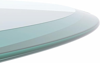 24" Round 3/8" Inch Thick Tempered Glass Table Top - Beveled Edge Clear