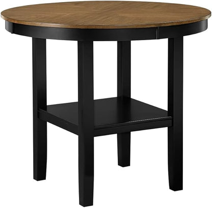 Counter Height Dining Set with Round Table and Storage for Kitchen Island Use