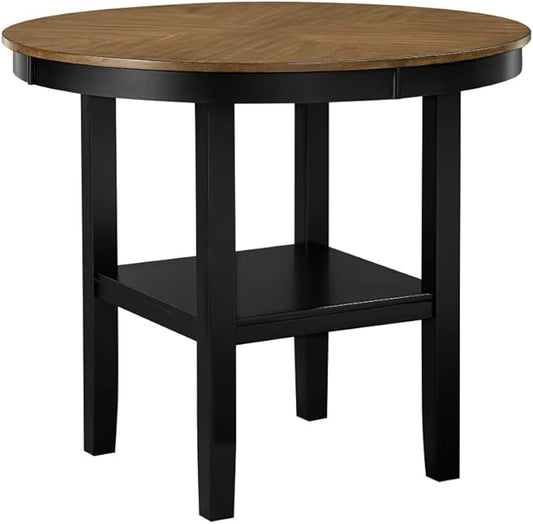Counter Height Dining Set with Round Table and Storage for Kitchen Island Use