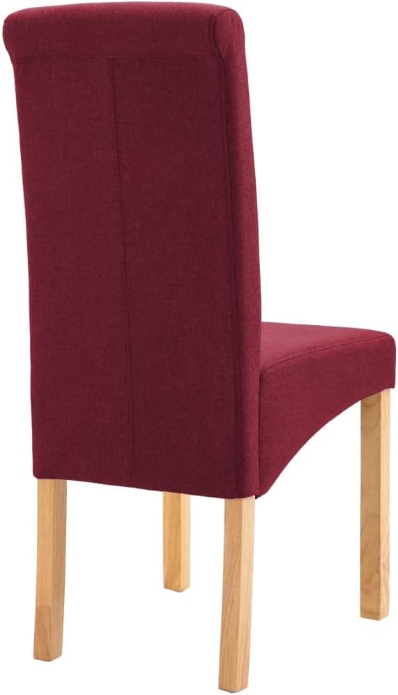 Modern Farmhouse Dining Chairs Set of 4 Red Fabric Upholstered Wooden Frame Accent Chairs for Kitchen Living Room Comfortable Furniture
