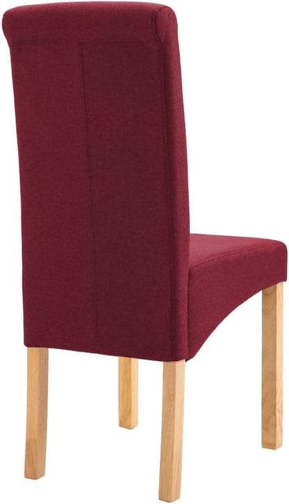 Modern Farmhouse Dining Chairs Set of 4 Red Fabric Upholstered Wooden Frame Accent Chairs for Kitchen Living Room Comfortable Furniture