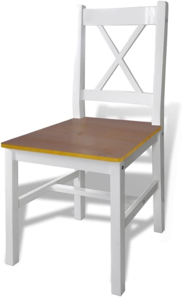 5-Piece Dining Table Set with Chairs, Small Kitchen Table Set for 4, Brown & White Lacquered Pine Wood Furniture, Compact Bistro Set for Dining Room, Kitchenette, Apartment