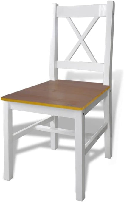 5-Piece Dining Table Set with Chairs, Small Kitchen Table Set for 4, Brown & White Lacquered Pine Wood Furniture, Compact Bistro Set for Dining Room, Kitchenette, Apartment