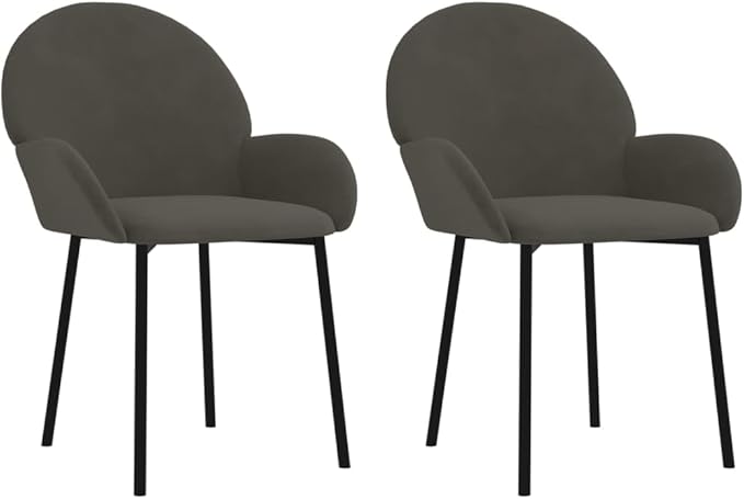 Dark Gray Velvet Dining Chairs Set of 2 Modern Accent Chairs with Metal Frame, Ergonomic Backrest for Kitchen Dining Room Bedroom Vanity Area