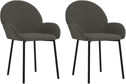 Set of 2 Dark Grey Modern Dining Chairs with Velvet Upholstery Ergonomic Design for Comfortable Seating in Dining Room Kitchen