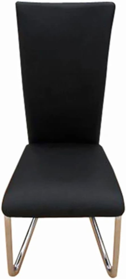 Modern Dining Chairs 4-Piece Set Black Faux Leather Upholstery with Chrome Metal Feet for Kitchen Dining Room Farmhouse Furniture