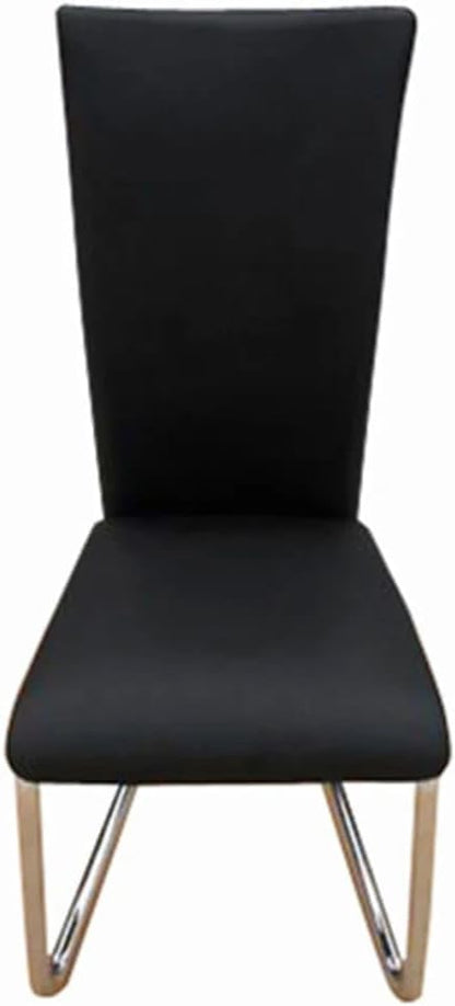 4-Pack Black Faux Leather Dining Chairs Set, 21.7" Seat Depth Chrome Metal Legs Thick Padding Modern Accent Kitchen Chairs for Dining Room Living Room Bedroom