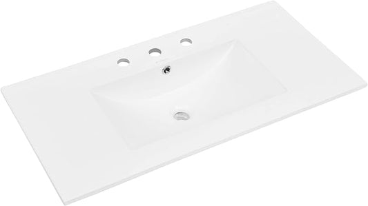 36" Ceramic Vanity Top with Three Faucet Holes