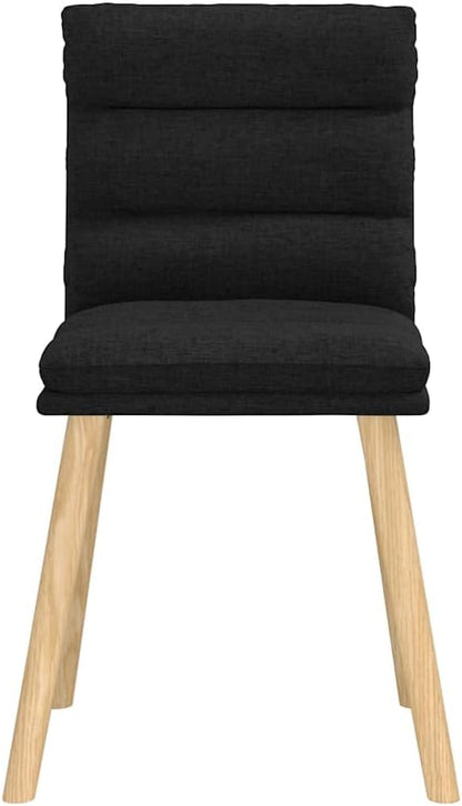Modern Dining Chairs Set of 2 Black Fabric Upholstered Kitchen Chairs with Foam Cushion, Rubber Wood Frame for Dining Room Living Room Farmhouse Decor