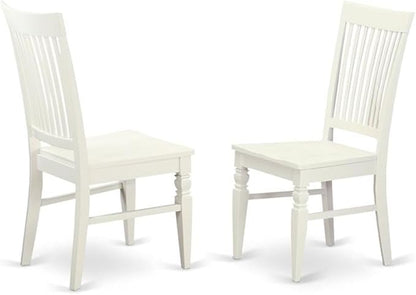 East West Furniture WEC-WHI-W Weston Dining Room Chairs - Slat Back Wood Seat Chairs, Set of 2, Linen White