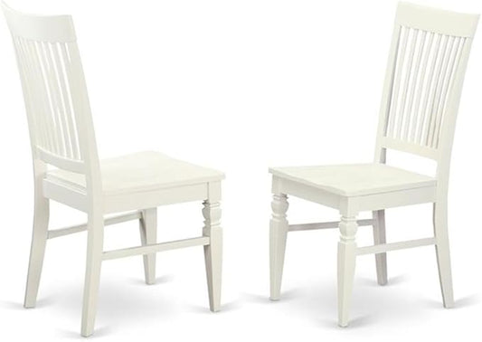 East West Furniture WEC-WHI-W Weston Dining Room Chairs - Slat Back Wood Seat Chairs, Set of 2, Linen White