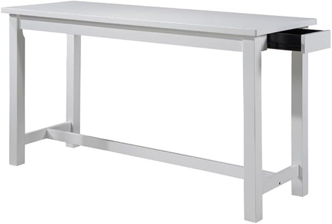 Lexicon 4-Piece Counter Height Table with 3 Stools, Wood Kitchen Counter Table Set with 2 Built-in USB Ports, 2 Charging A/C Power Outlets, Console Drawer, Upholstered Bar Stools, White