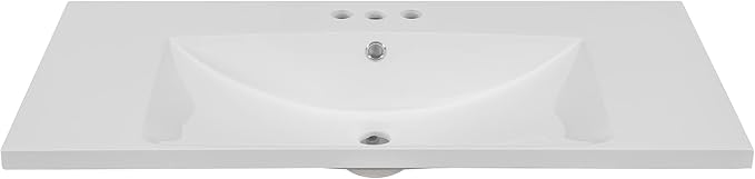 36"x18" Bathroom Vanity Sink Top Only, Center-Located Undermount Countertop, Fit for 4" Centerset Faucet (Not Included), White