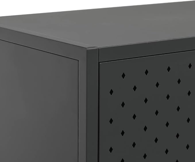 Charcoal Steel Sideboard Buffet Cabinet 41.3L x 29.5H x 13.8W in Metal Storage Credenza with 3 Doors Adjustable Feet Modern Kitchen Dining or Living Room Organizer