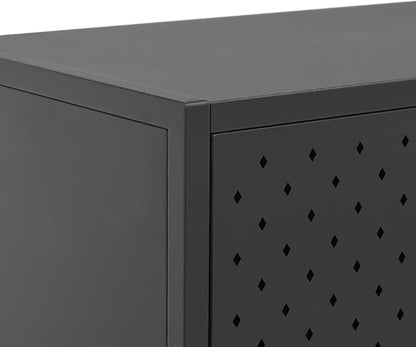 Charcoal Steel Sideboard Buffet Cabinet 41.3L x 29.5H x 13.8W in Metal Storage Credenza with 3 Doors Adjustable Feet Modern Kitchen Dining or Living Room Organizer
