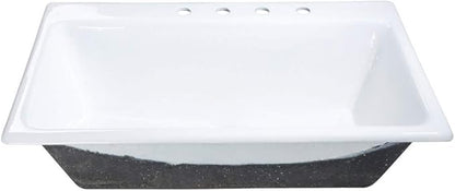 Gourmetier GCKTS362211 Towne 36-Inch Cast Iron Drop-In Kitchen Sink, 4-Hole, White
