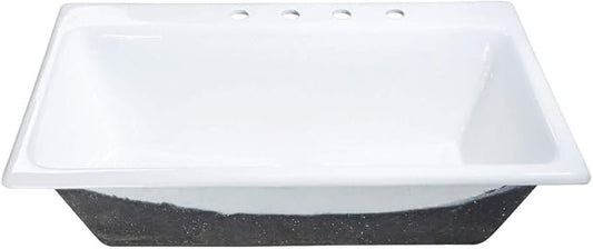 Gourmetier GCKTS362211 Towne 36-Inch Cast Iron Drop-In Kitchen Sink, 4-Hole, White