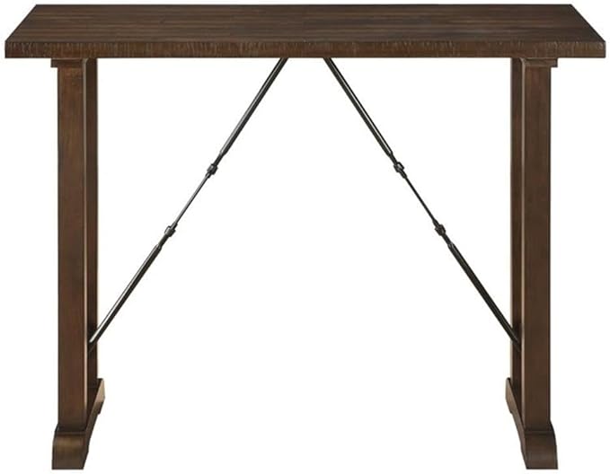 Pemberly Row 3 Piece Wood Counter Height Dining Set with Saddle Stools, Small Farmhouse Bar Table for 2 People, Tall Dinette Set for Smal Space, Dark Brown