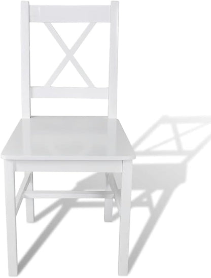 White Pinewood Dining Chairs Set of 2 Farmhouse Modern Accent Chairs for Kitchen Dining Room Living Room