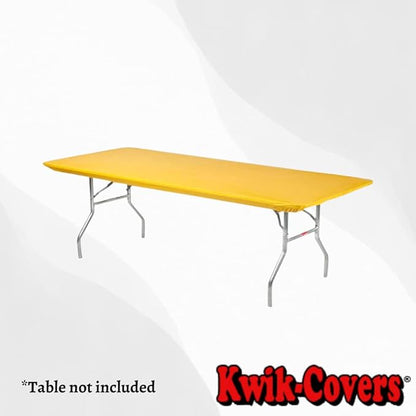 Kwik-Covers 10 Pack of Rectangular Plastic Table Covers - 6' Foot or 8' Foot Options - Indoor or Outdoor Fitted Table Covers (Table NOT Included) (Gold, 30" x 96" (8' ft))