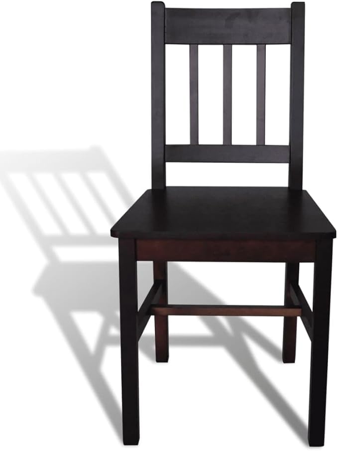 Dark Brown Solid Pine Wood Dining Chairs Set of 2 Ergonomic Farmhouse Kitchen Chairs for Dining Room Modern Accent Furniture 16.3W x 33.9H