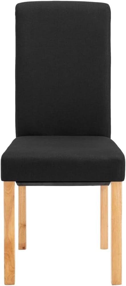 Modern Dining Chairs Set of 6 Black Fabric and Wood Frame for Kitchen Living Room, Comfortable Farmhouse Style Accent Chairs with Sturdy Construction