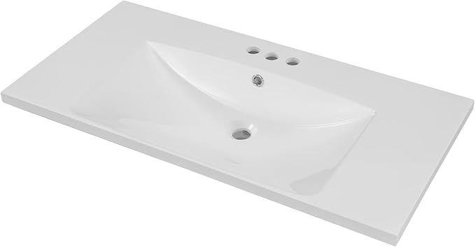 36"x18" Bathroom Vanity Sink Top Only, Center-Located Undermount Countertop, Fit for 4" Centerset Faucet (Not Included), White