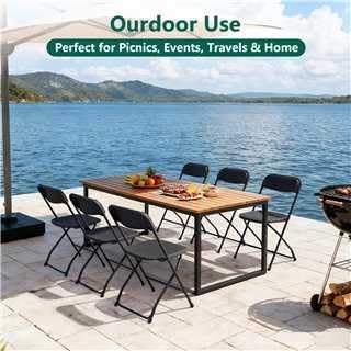 10 Pack Black Plastic Folding Chairs, Outdoor Portable Folding Chair with Steel Frame, 350lbs Capacity Stackable Foldable Chairs for Patio, Garden, Picnic, Kitchen, Events