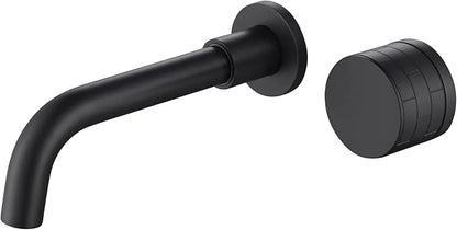 TRUSTMI Brass Bathroom Faucet Brick-Pattern Single Handle Wall Mount Vessel Sink Faucet (Rough-in Valve Included), Matte Black