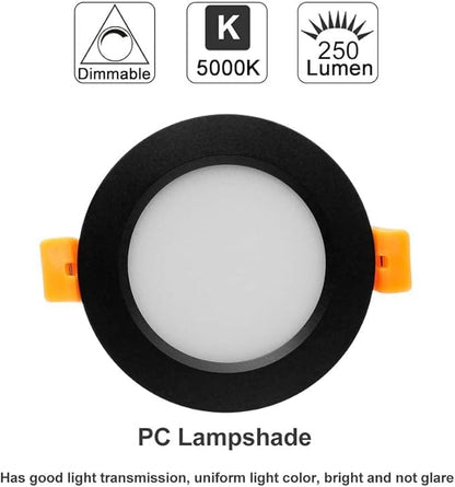 YGS-Tech 2 Inch LED Recessed Lighting, Dimmable Downlight 3W(35W Halogen Equivalent), CRI80, 5000K Daylight White Ceiling Light with LED Driver (24 Pack)