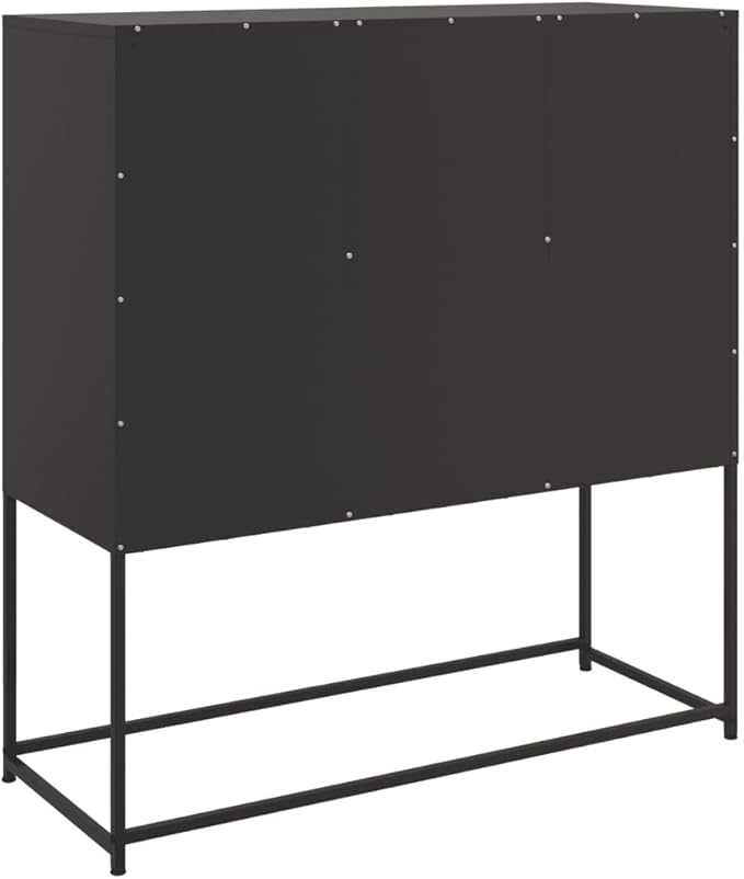 Black Cold-Rolled Steel Sideboard, 3-Door Buffet Cabinet for Living Room, Kitchen Island Furniture Storage, Matte Finish, 39.6 x 100.4 42.1 Inches Dining Storage