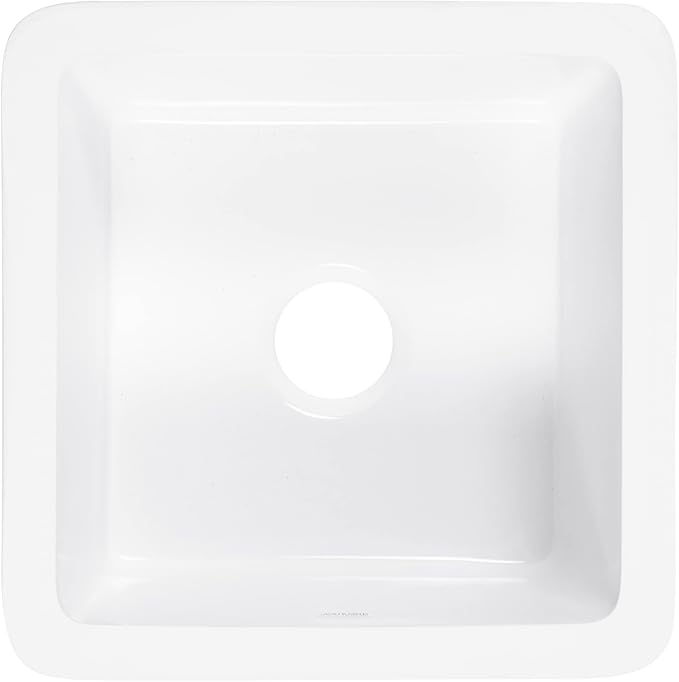 Sinkology Eden 18" White Fireclay Undermount Kitchen Sink, Undermount Installation, Surefire Finish