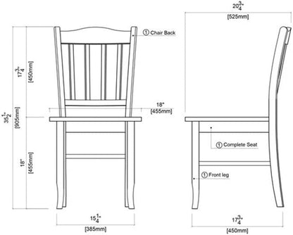 Boraam Shaker Dining Room Side Chairs, Set of 2 - Oak