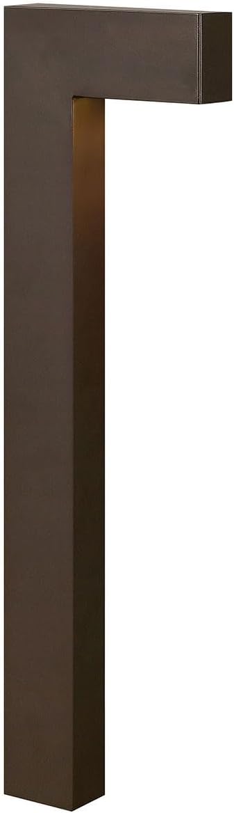 Hinkley Atlantis Large LED Low Voltage Landscape Pathway Light, 12v, Dimmable, Aluminum, Etched Glass Lens, Safe for Wet Conditions, Wiring Kit and Ground Spike Included, Bronze Finish