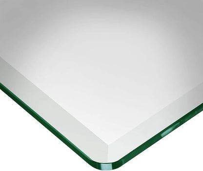 Dulles Glass 42 inch Square Glass Table Top - Tempered - 1/2" Thick Glass Surface, Safe Beveled Edge, Radius Corners, Multipurpose for Dining Table, Patio, Coffee and End Table