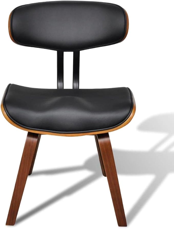2-Piece Dining Chairs Set Bent Wood Frame Faux Leather Upholstery Black Brown Modern Farmhouse Accent Chairs for Kitchen Dining Room Living Room
