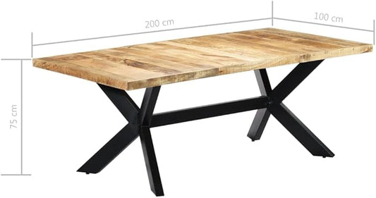 Dining Table Brown Mango Wood 78.7x39.4x29.5 Seats 6 Modern Hairpin Legs Expandable Indoor Kitchen