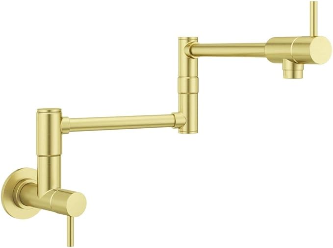 Pfister Lita Pot Filler Kitchen Faucet, 2-Handle, Wall Mounted, Single Hole, Brushed Gold Finish, GT533PFBG
