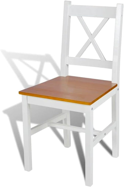 Farmhouse Dining Chairs Set of 6 White Pinewood Solid Wood Kitchen Chairs with Ergonomic Design for Dining Room and Kitchen Furniture
